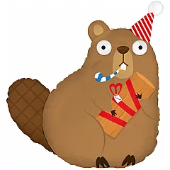 Шар Фигура Бобр с подарком