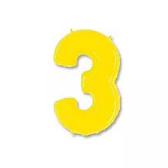 Шар цифра 3 Яркий Желтый